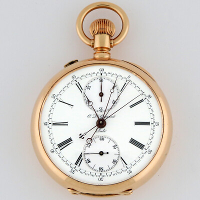 C.L. Guinand 14K Gold Split Seconds Chronograph Rattrapante 30min Reg XL 53mm