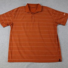 Nike Golf Polo Shirt Mens XL Fit Dry Performance Orange Striped Short Sleeve