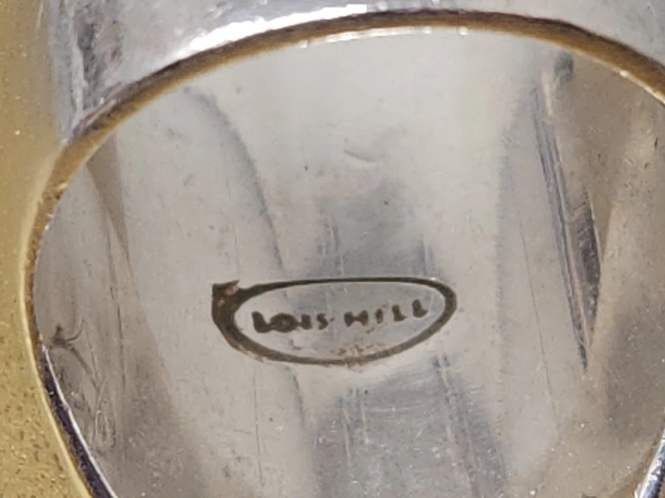 Anillo banda ovalada vintage de plata de ley Lois Hill talla 7 Foto 3 de 4