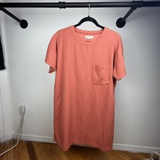 Madewell Ribbed T Shirt Dress Short Sleeve Stretch Size Medium Orange