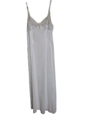 Delicates Vintage White Nightgown Nylon Baby Doll Sheer Embroidered top Medium