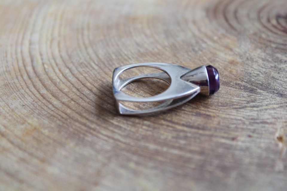 Jay King DTR Desert Rose Trading Amethyst & Sterling Silver Modern Ring