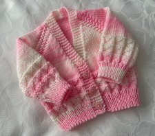 New Hand Knitted Baby Cardigan Girl's Anti Pilling Yarn  0 -3 months approx