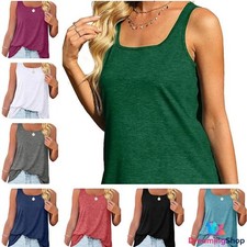 New Women's Fashion Casual Sleeveless Loose Vest Solid Tank Tops Summer T-Shirt