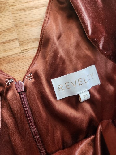 Revelry Blair Velvet Brown Sleeveless Wide Strap Maxi Dress Wrap Style Size 20 - Picture 3 of 8