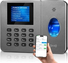 App-Based Time Clock–Fingerprint Attendance,No Monthly Fee, Includes 10 IC Cards