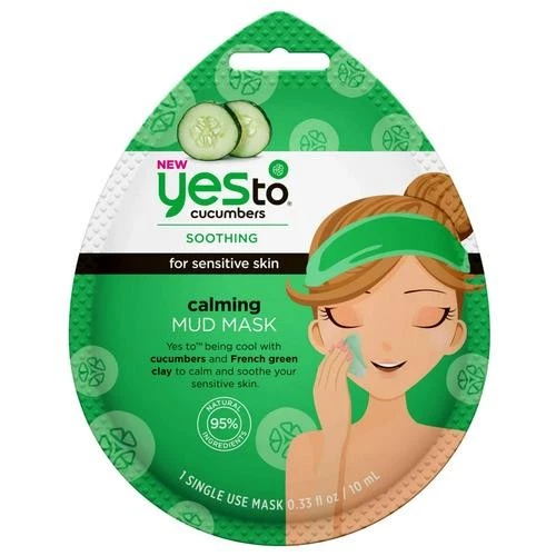 Yes To Cucumbers Calming Mud Mask, 1 Soothing Facial for Sensitive Skin 9z
