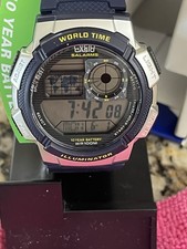Casio AE1000W-2AV, Chronograph Watch, 5 Alarms, 10 Year Battery, World Time