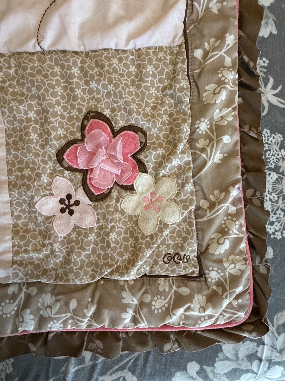 CoCaLo Baby Mia Rose Blanket  Flowers Ruffle Butterflies Pink