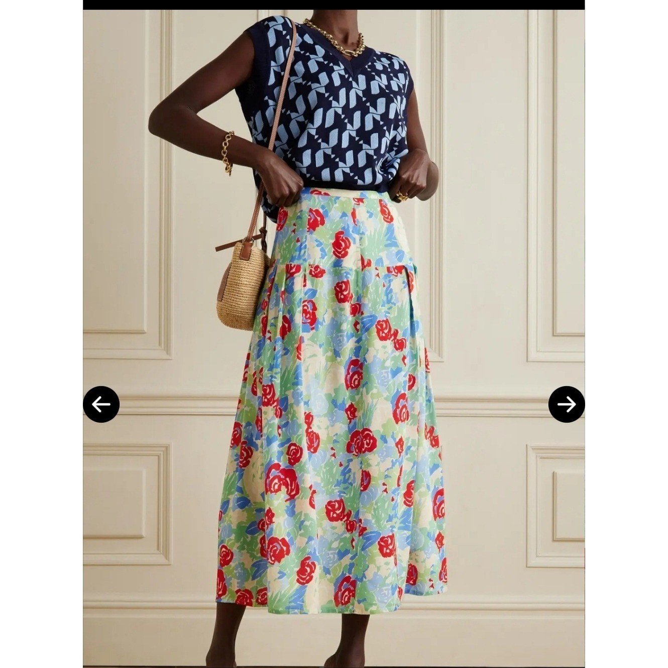RIXO Nancy Floral Midi Skirt image 2