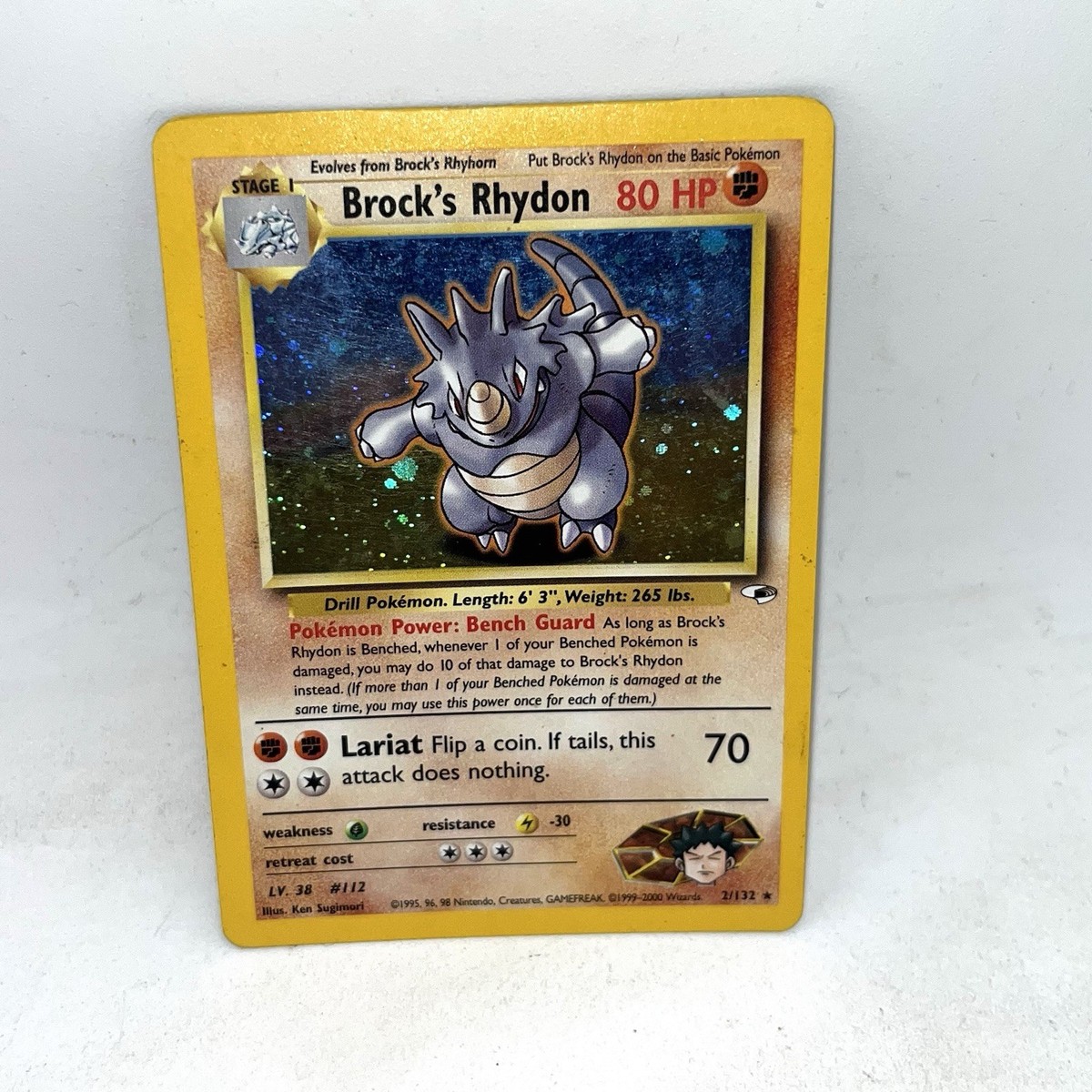 Brock's Rhydon Gym Heroes Holo Rare Card 002/132 Pokemon TCG
