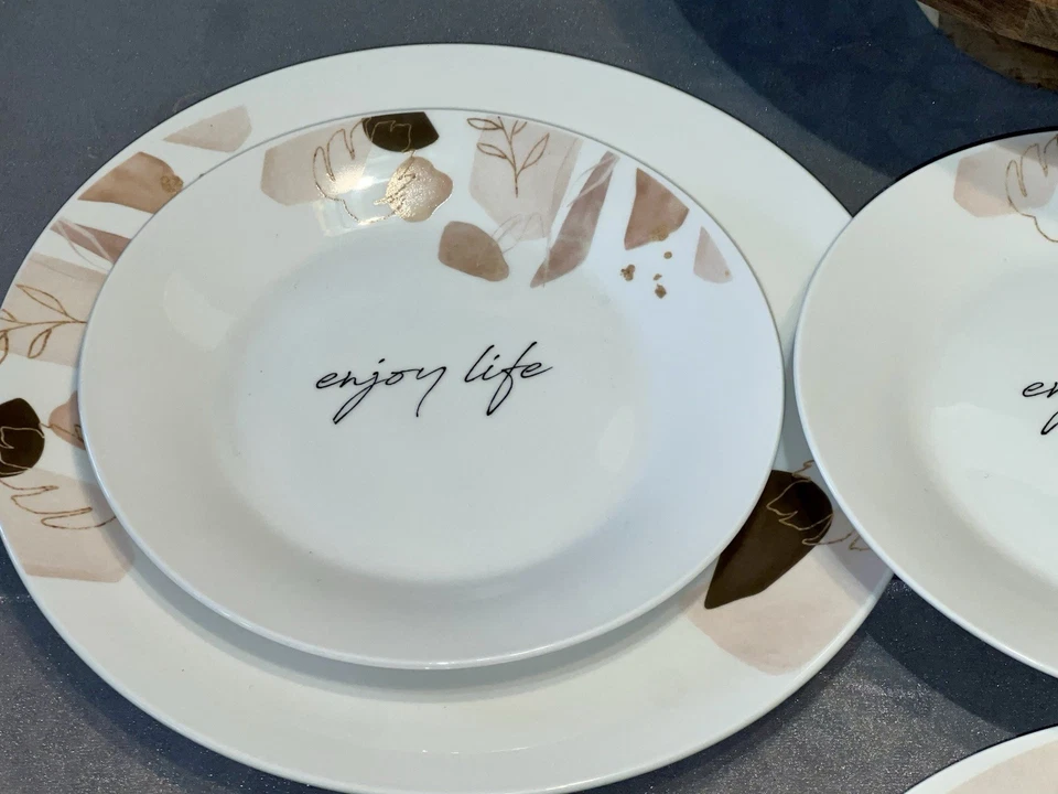 Louça 8 peças - 4 pratos de salada para desfrutar da vida 7-1/2" e 4 pratos de jantar 10 1/8' - Imagem 4 de 4