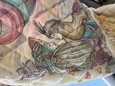 Lovers Unique Printed Quilt Jacket Handmade Vintage With White Witch Hood