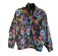 VTG Lavon Petites Jewel Print Zip Windbreaker Jacket Womens PL Multicolor