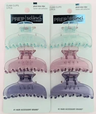 Scunci Prep Ghost Clear Claw Clips For Sectioning Hair 6pc.