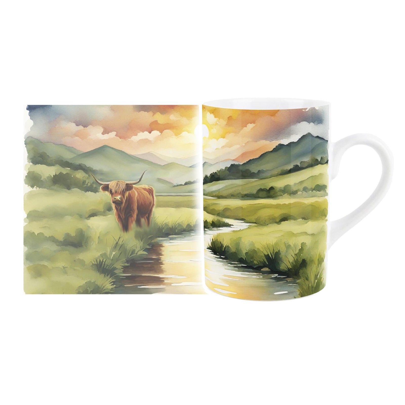 British Wildlife Highland Cow Mug - Countryside Ceramic Tea/Coffee Cup Gift