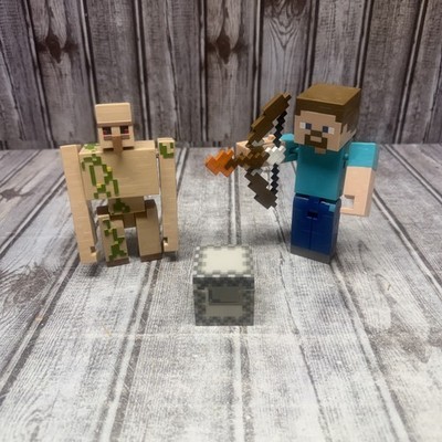 Minecraft Lot Of 3 Steve With Bow Iron Golem Gray Box 5  