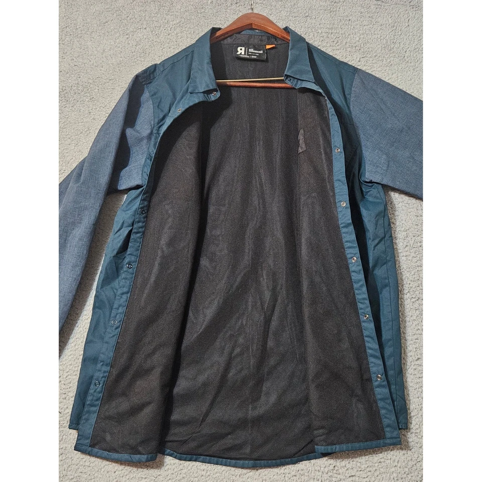 Ride Snowboard Blue Long Sleeve Snap Button Mesh Lined Shirt Jacket Size XL - Image 2 of 4