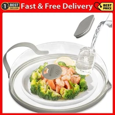 Microwave Splatter Cover with Water Steamer for Food - 10 Inch Steam Microwave S