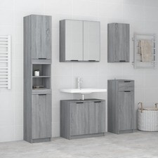 Meubles de Salle de Bain 5pcs Blanc Bois d'Ingénierie Armoire de Lavabo vidaXL