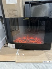 Blyss Dovhy Curved Electric Fire - Black Glass H460 W650 D135mm