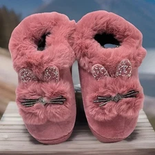 KITTY CAT FUZZY PINK SLIPPERS Womens Size 7-8 ADORABLE & SUPER SOFT BRAND NEW