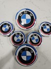 6 Pc Red Blue White BMW 56mm 5x112 Floating Anniversary Wheel Center Hub Caps 
