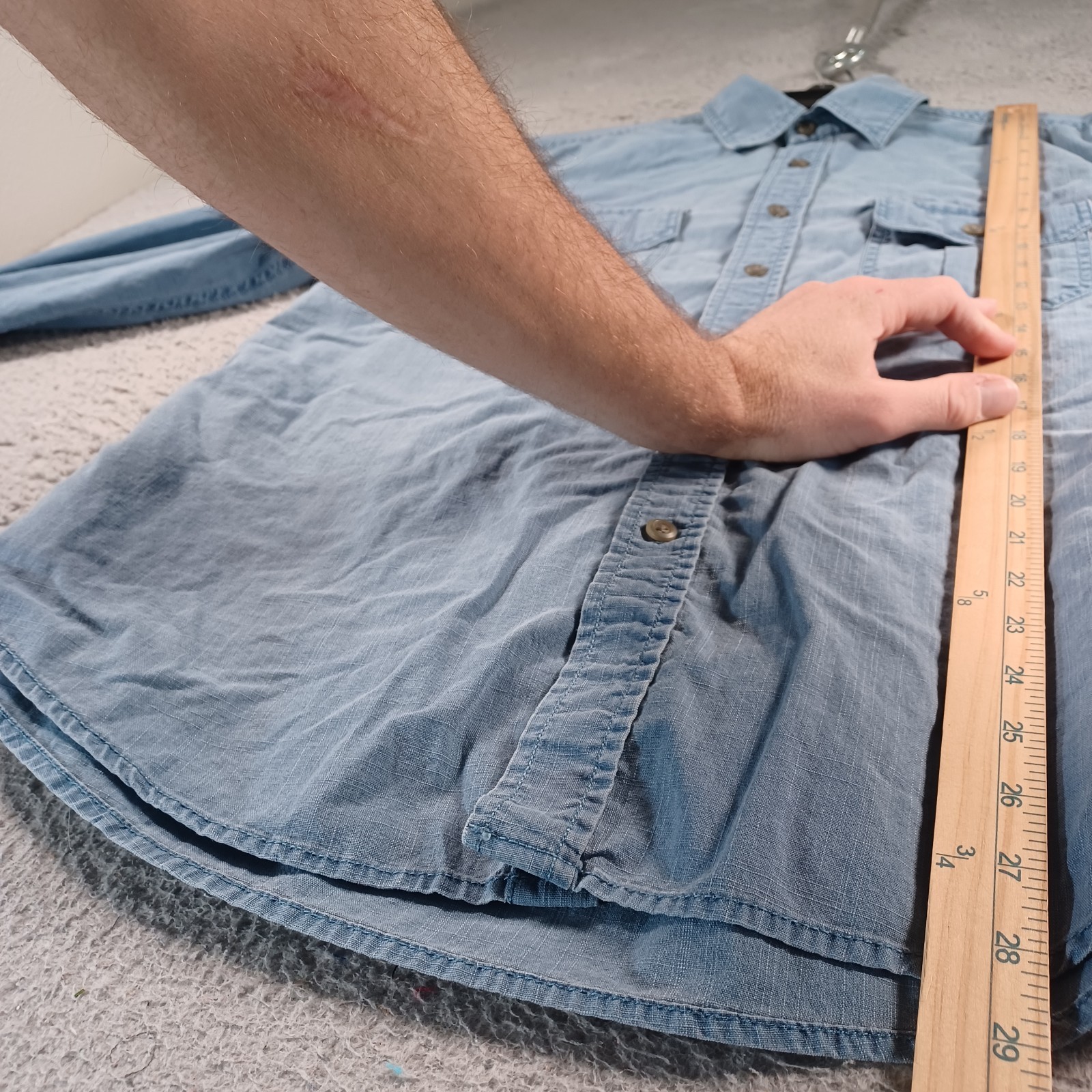 Basic Editions Mens Purplish Gray Button-Down Shi… - image 9