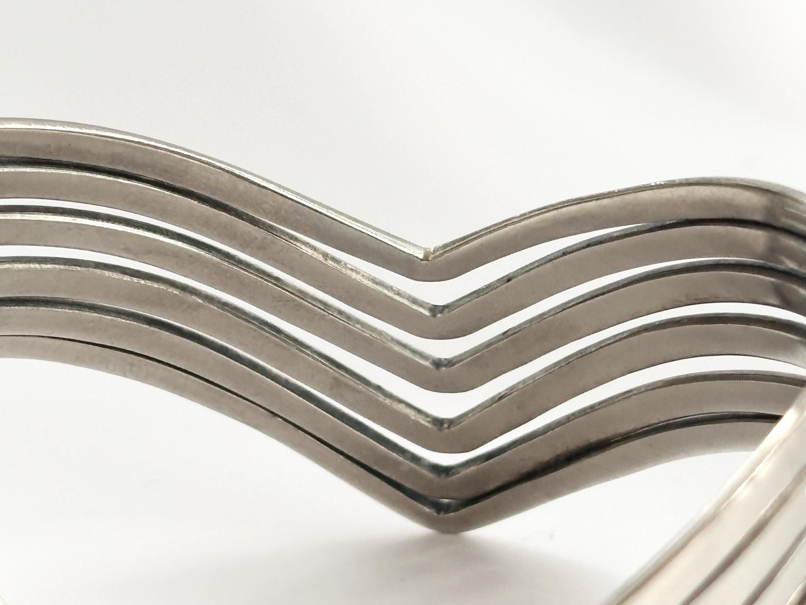 Chevron Shaped Multi Sectioned Chunky Vintage Sil… - image 10