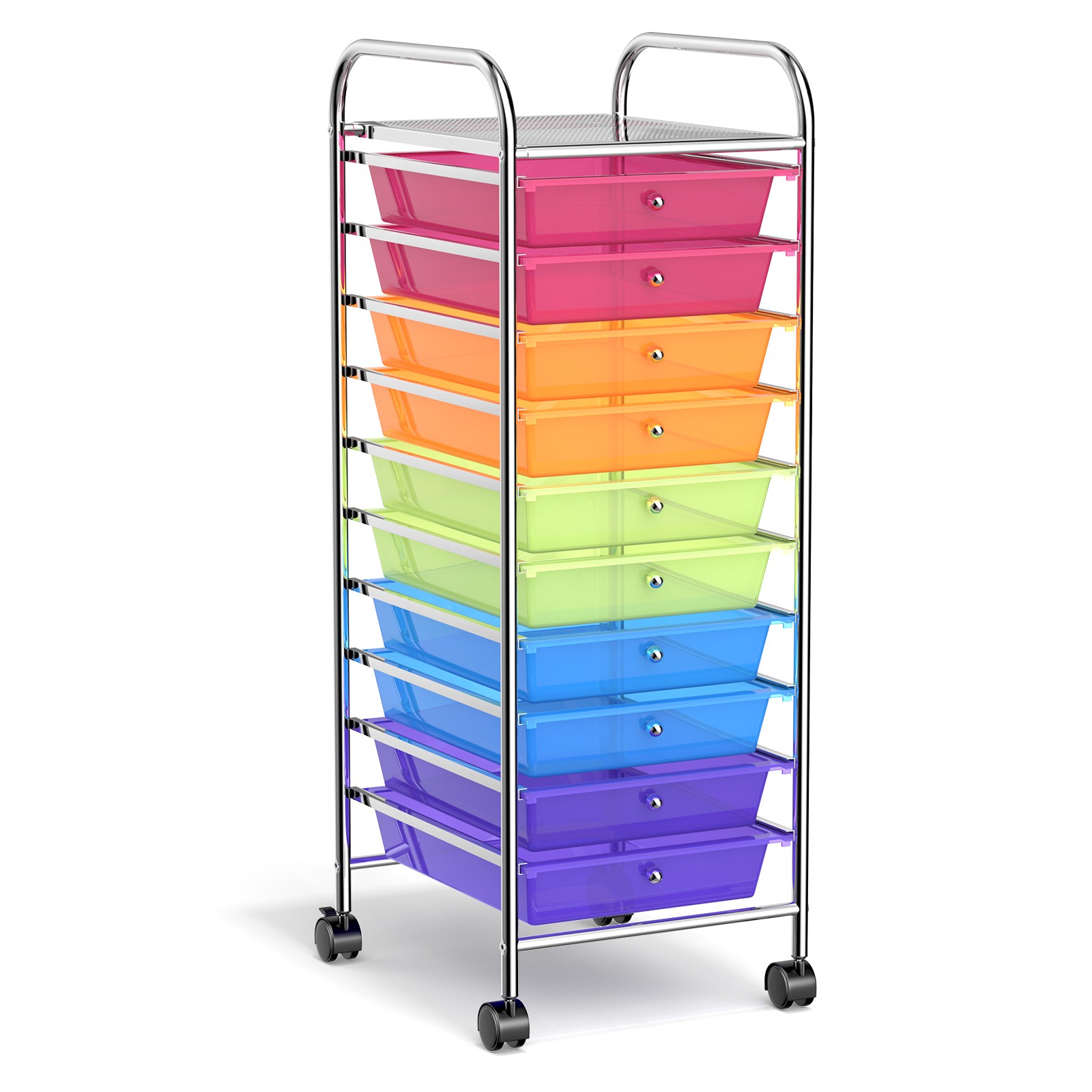 Rainbow 10 Drawer Rolling Storage Cart Scrapbook Home Office School Organizer