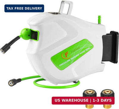 #ad FIXFANS Pressure Washer Hose Reel 1 4quot; × 65ft Retractable Power Washer Reel $133.80
