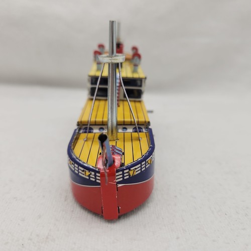 Tin Toy 8" Wind Up Paya 1931 Repro Schylling Transatlantic Liner W/Key & Box - Picture 5 of 7