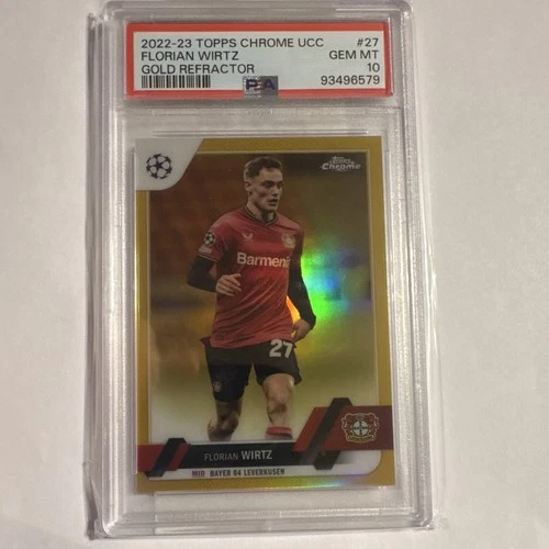 Topps 2022-23 Chrome Florian Wirtz #27 Gold Refractor SSP /50 PSA 10