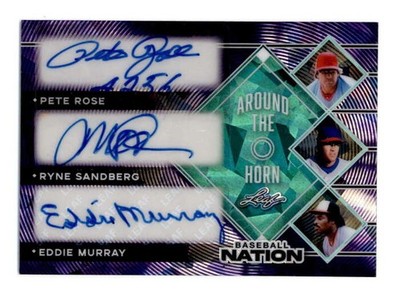 ROSE / SANDBERG / MURRAY 2025 LEAF BASEBALL PURPLE ICE TRIPLE AUTO #1/1 T7018