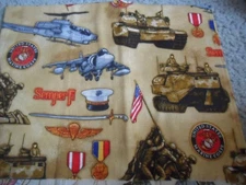 Unwashed cotton fabric Marine Corp. United We Stand remnant
