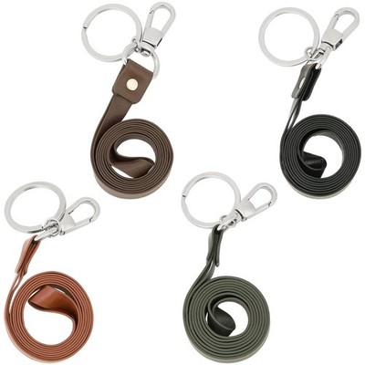 CALFOVERA 4PCS 4 Colors PU Leather Keychain 18.5 x 0.39 inch, Mixed Color 2