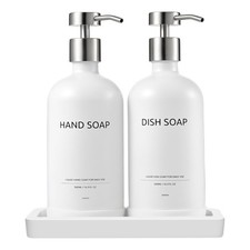 Glass Kitchen Soap Dispenser Set with Ceramic Tray,16.9 floz Hand and Dish So...