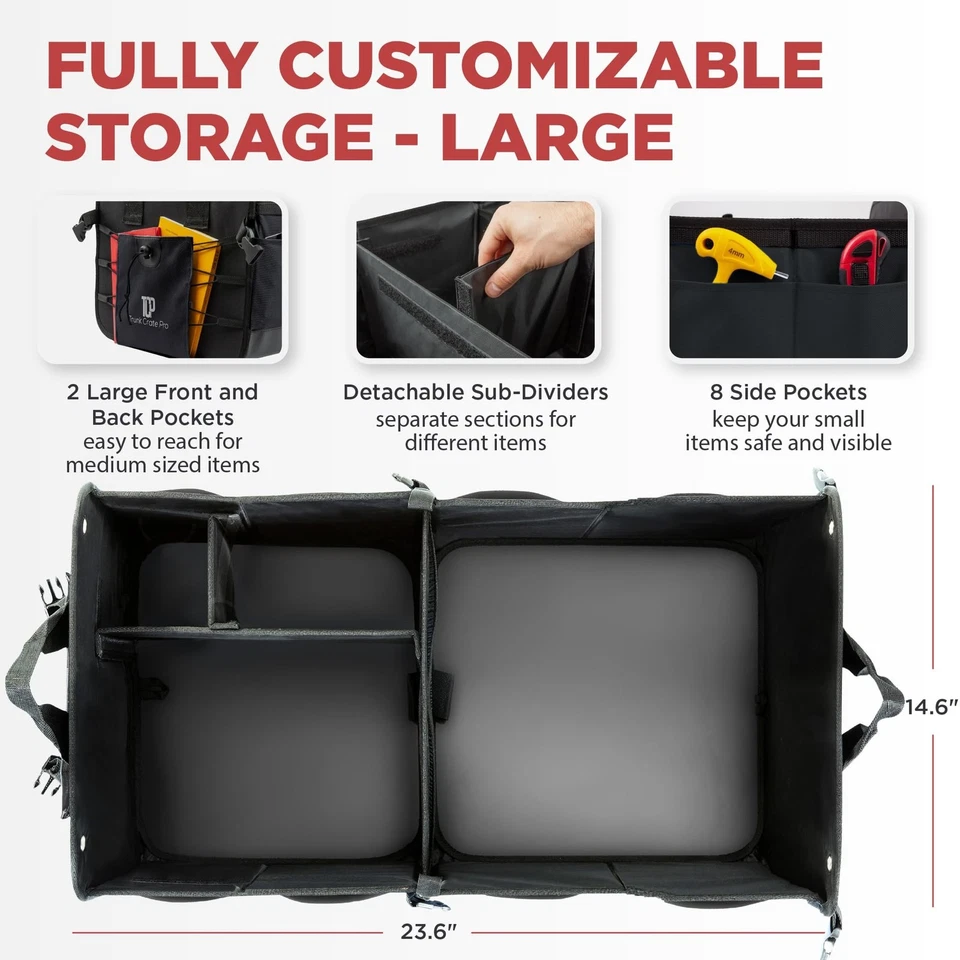 TRUNKCRATEPRO Trunk Organizer For Car, Suv, Truck | Premium Adjustable Multi ... - Image 2 of 4