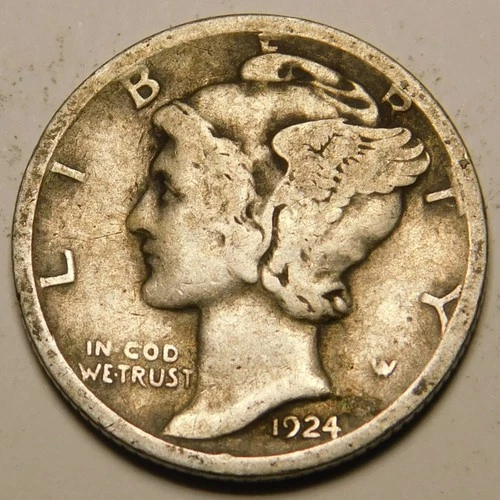 1924 D Mercury Dime VG - F   "Actual Coin Pictured - Not Cleaned"