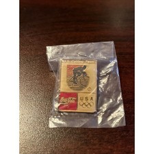 Vintage Coca-Cola Coke Olympics Team USA Cycling Event Lapel Hat Pin