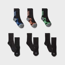 Kids' 6pk Crew Athletic Socks - All in Motion  Black L 3-7 