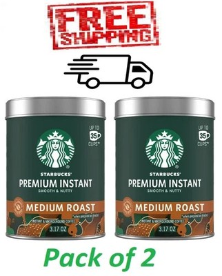 (2 Pack) Starbucks Premium Medium Roast Instant Coffee 3.17 Oz 100% Arabica Rich