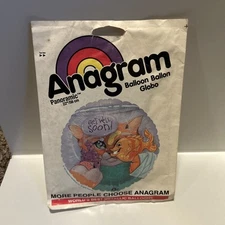 NEW VINTAGE 1997 Anagram Mylar 🎈Get Well Soon-22” Metallic 