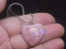 Kirks Folly Pink STONE PAVE’ HEART PENDANT (524)