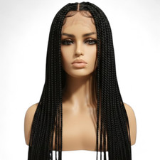 Long boho braided wig, natural look, lightweight, ready to wear.