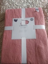 Marks and Spencer linen flat Sheet Super King Terracotta Lux Bnib
