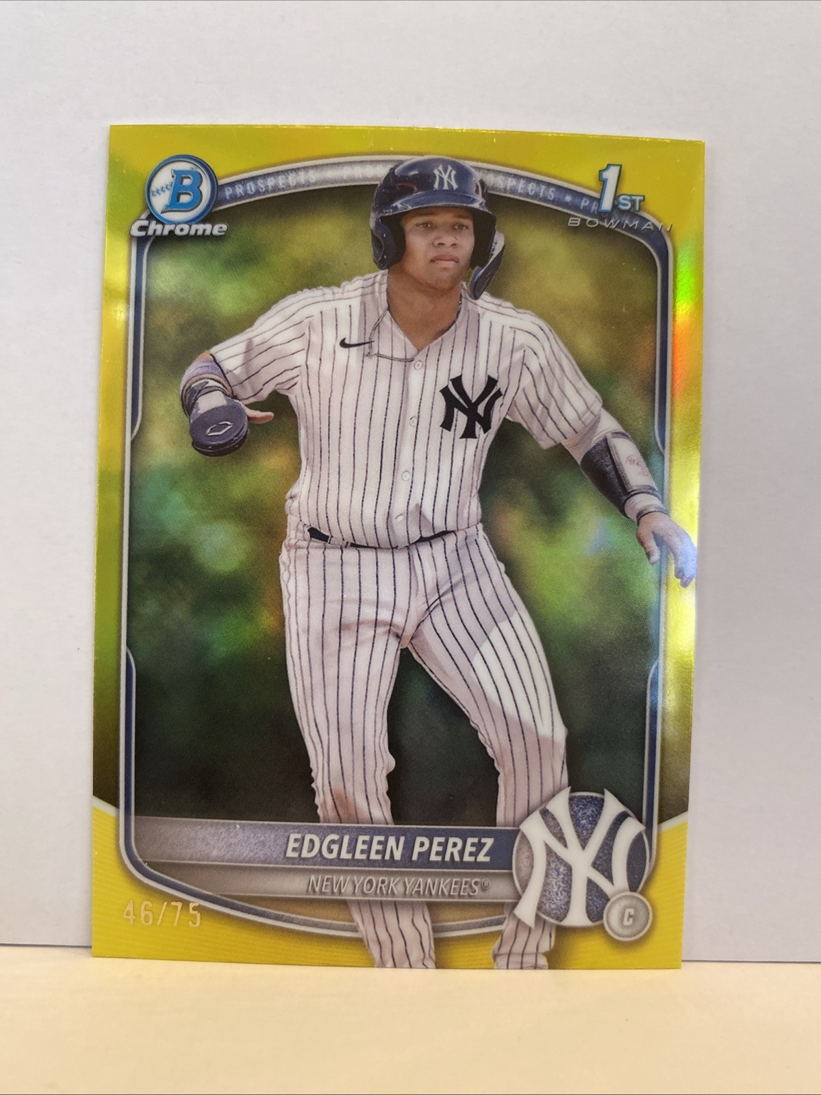 2025 Bowman Chrome Edgleen Perez #BCP-80 True Yellow 1st Bowman /75 Yankees