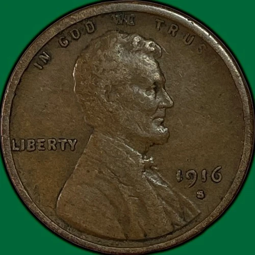 1916-S Lincoln Wheat Cent Very Fine VF Coin #33664