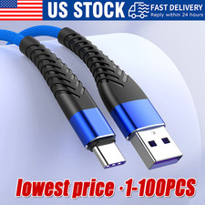 Heavy Duty Braided USB C Type-C Fast Charging Data Sync Charger lot Long Cord