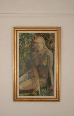 Original Dänisches Öl auf Leinwand - ''Sitzende Frau'' von Bernhard Petersen (1911-1988)